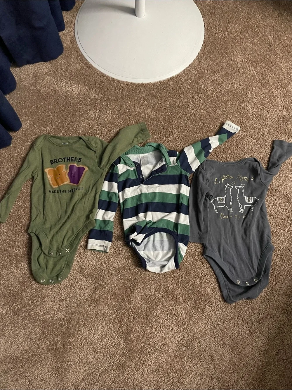 H&M Green & Navy Striped Baby One-Piece Bodysuit